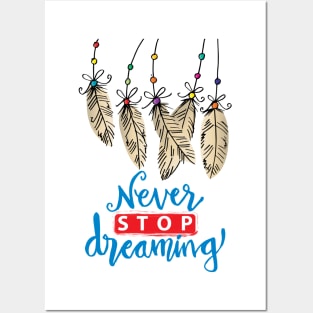 Never stop dreaming hand lettering. Posters and Art